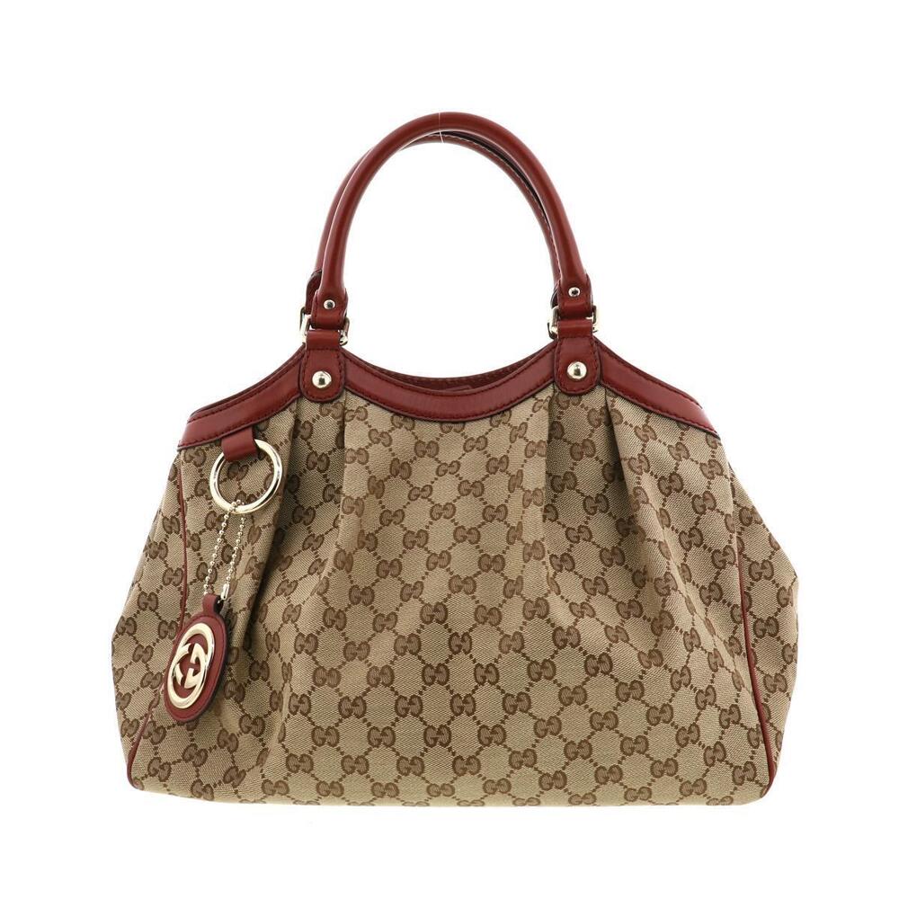 GUCCI GG Canvas Sukey Handbag Beige